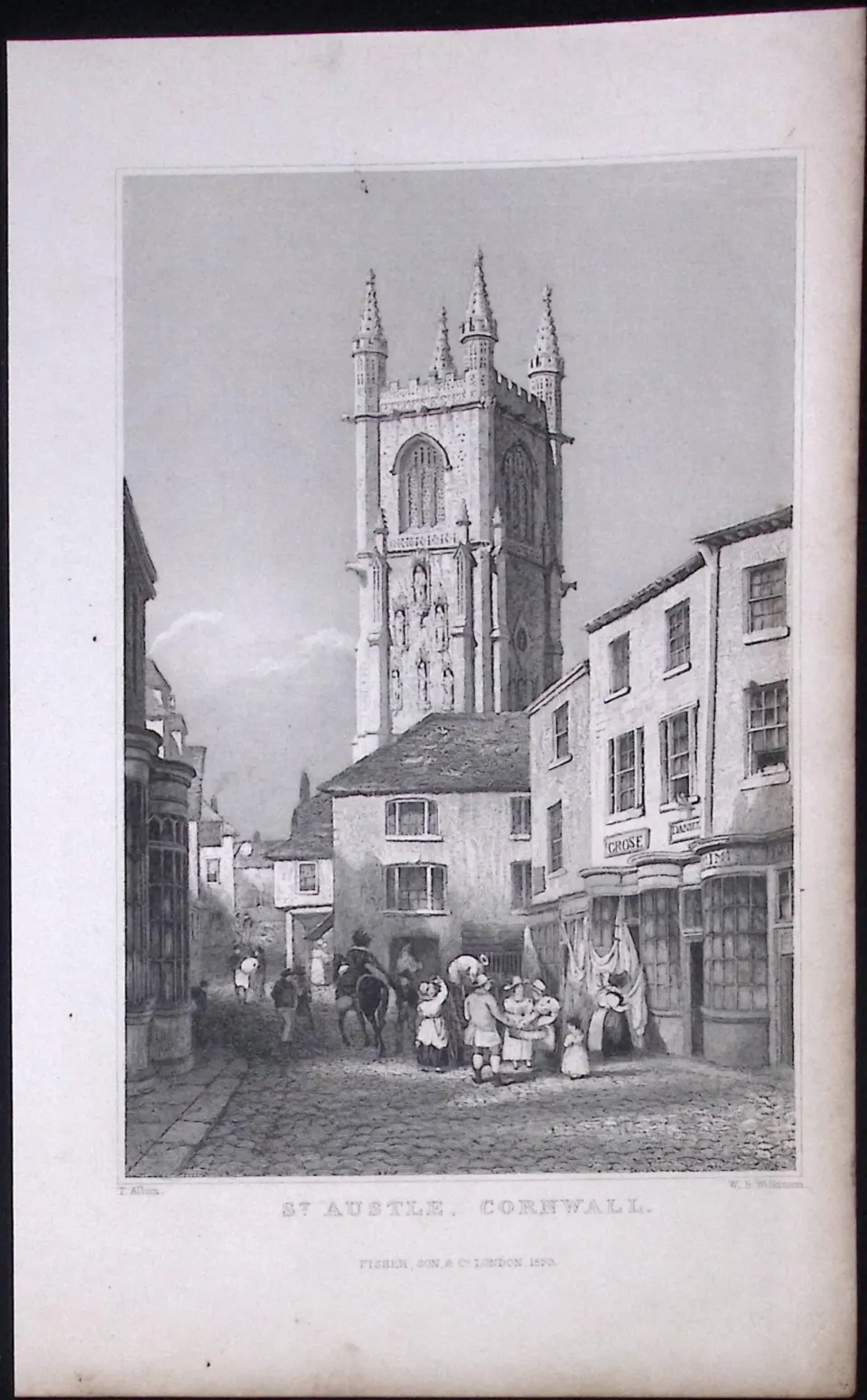 Cornwall St Austell Town Antique 193 Years-Old Steel-Engraving-23