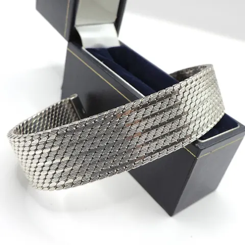 Argente Italy Sterling Silver Flat Link Bracelet 80 Grams With Gift Box
