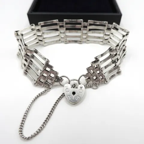 Vintage Sterling Silver 5 Bar Gate Bracelet 16 grams With Gift Box
