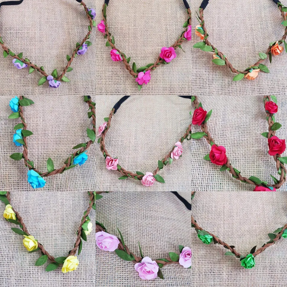 Leather band floral headband x 50
