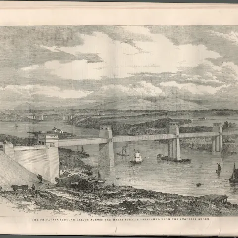 Opening Conwy Railway Bridge Britannia Tubular 1850 Antique Newspaper. 