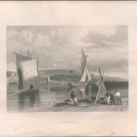 Exmouth Devon Antique 1842 Steel Engraving.