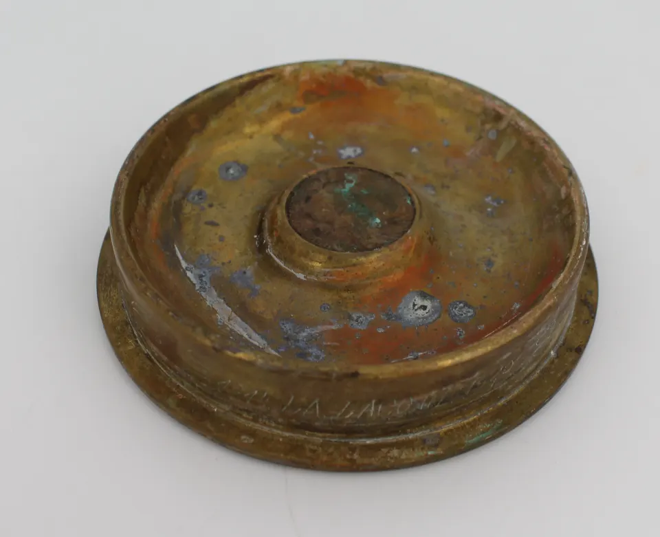 WW1 Coin Inset Bronze Shell Ashtray