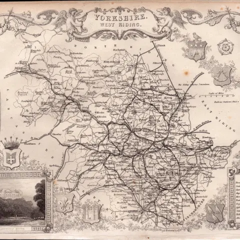 Yorkshire West Riding Steel Engraved Antique Thomas Moule Map.