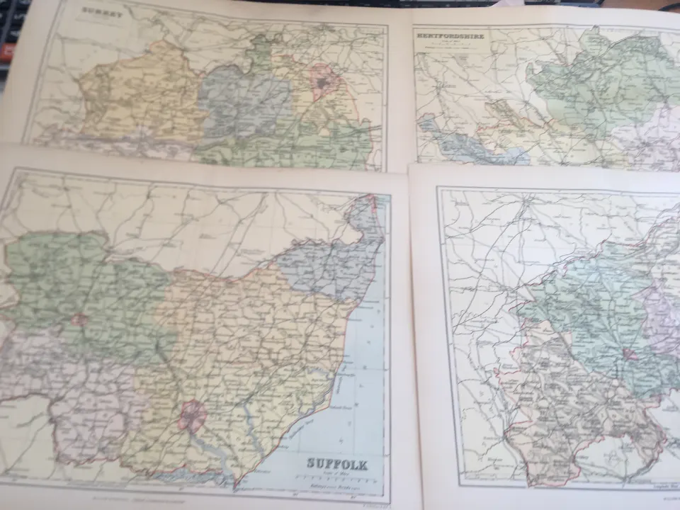 Collection of 23 Antique Coloured Victorian Maps By JHF Brabner.