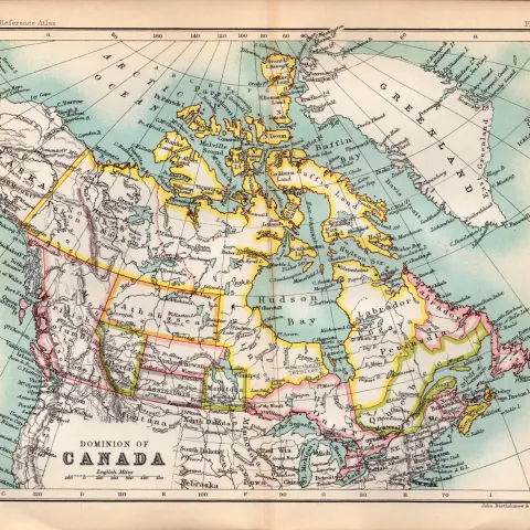 Dominion of Canada Area Double Sided Victorian Antique 1896 Map.
