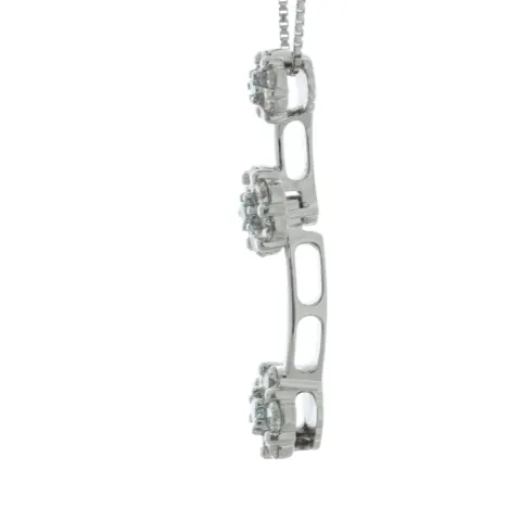 18ct White Gold Illusion Set Flower Cluster Diamond Pendant 1.00 Carats