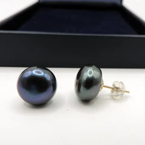 Cultured Pearl Stud Earrings Gold On Sterling Silver New With Gift Pouch