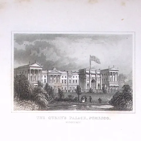 London Pimlico Queens Palace Dugdale & Archer Antique 180 Years-Old Copper Plate Print-53