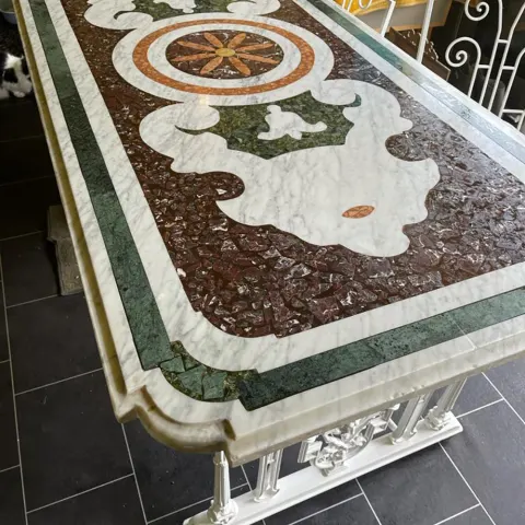Italian Pietra Dura Marble Centre Table & 6 Chairs