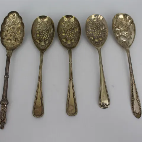 Set of 5 Silver Plated Berry Spoons