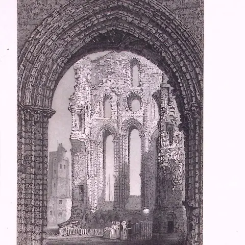 Tynemouth Priory Northumberland 1835 Antique Steel Engraving-9-TR