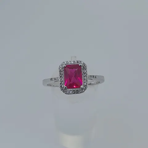 Silver dress ring set with cz stones