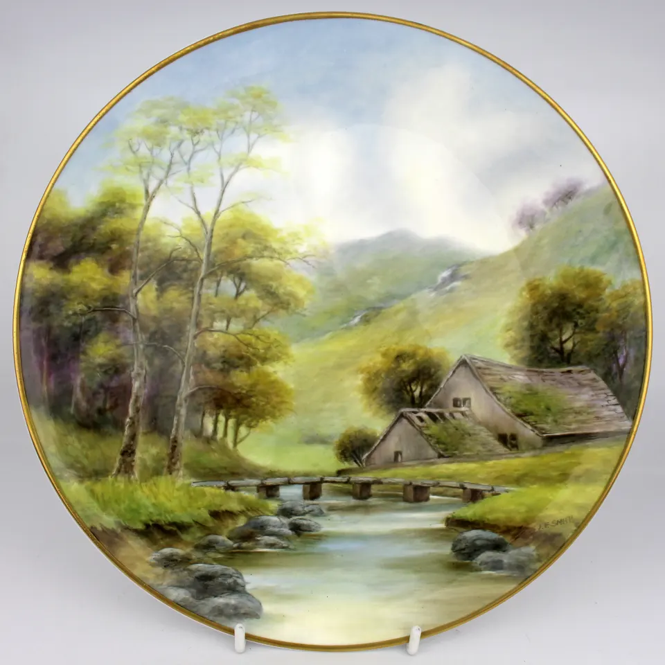 Hand Painted Landscape Henwick Cabinet Plate by J Smith