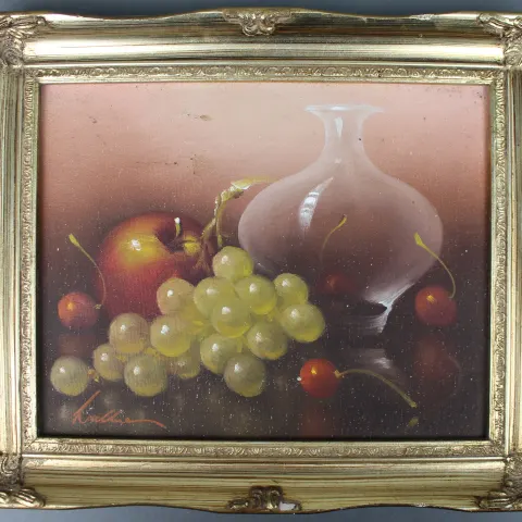 Vintage Still Life Painting in Gilt Frame