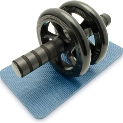 Dual Ab Roller Wheel Abdominal Exercise Roller with Knee Pad Mat and Comfort Foam Handles