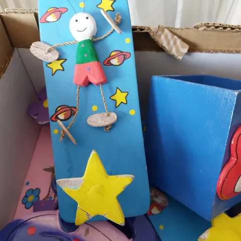 Kids hooks mirrors and picture frames.  Box of at least 24