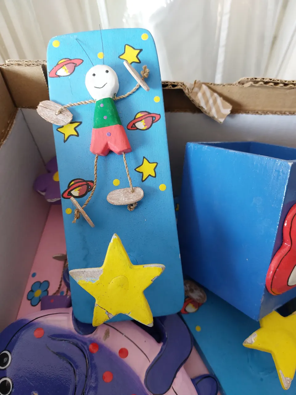 Kids hooks mirrors and picture frames.  Box of at least 24