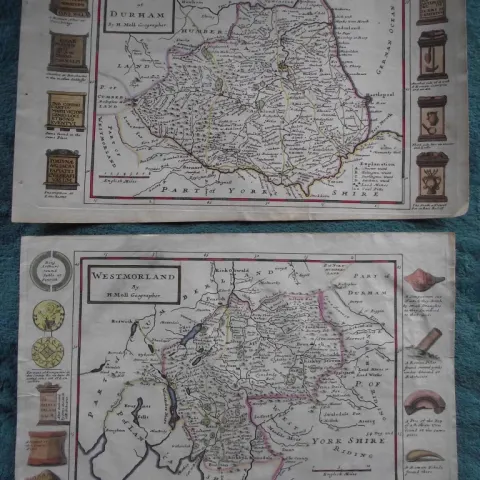 2 x 18th Century English County Maps by Herman Moll - Circa 1724-1750
