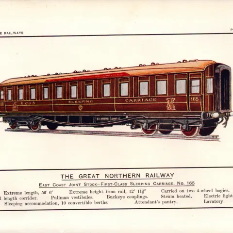 Great Northern Railway Sleeping Carriage Antique Book Plate.