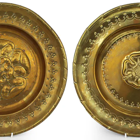 Pair of Large Antique Brass Chargers