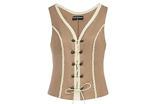 6 x Lace Up Vest Coat Sleeveless V Neck Lb21 sku-3713