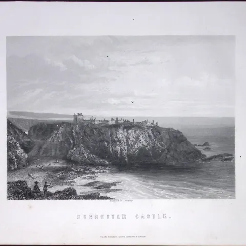Dunnottar Castle Aberdeenshire Scotland Antique 152 Years-Old Engraving-29