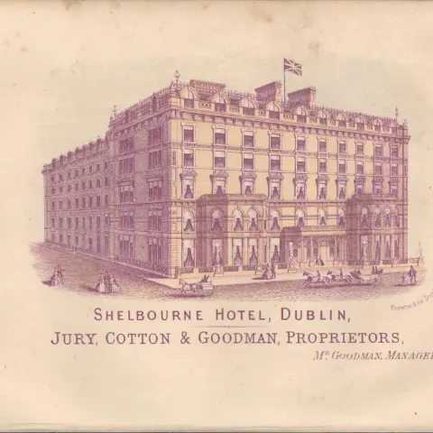 Chromolithographed Antique 1871 Plate Shelbourne Hotel dublin