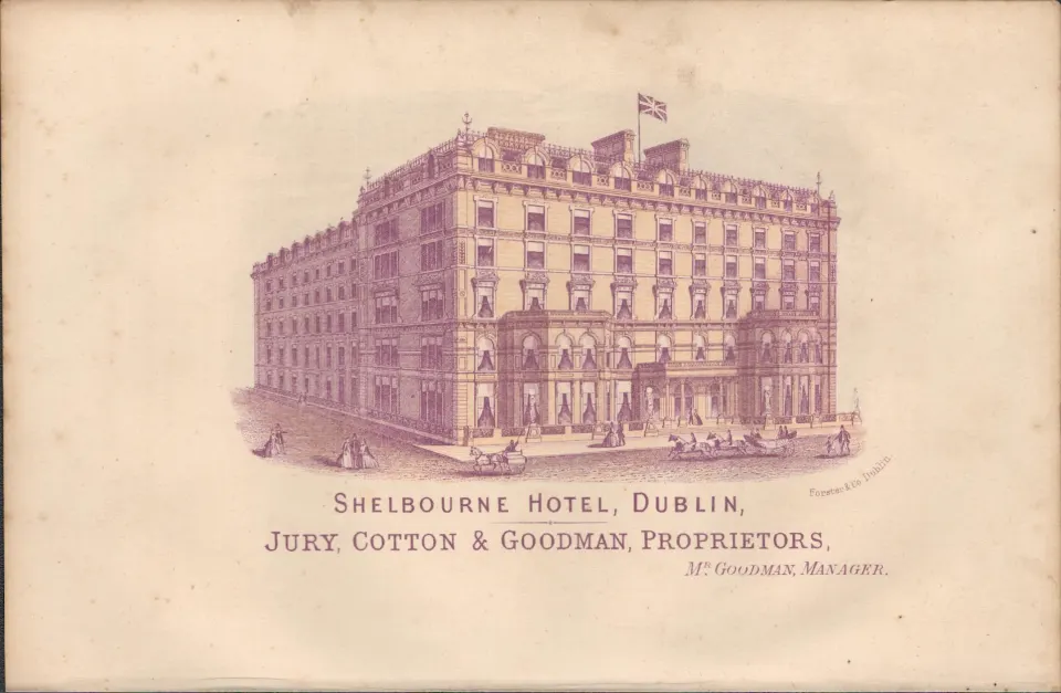 Chromolithographed Antique 1871 Plate Shelbourne Hotel dublin