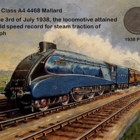 Steam Engine The Mallard 1938 Record Speed Metal Coin Art Display