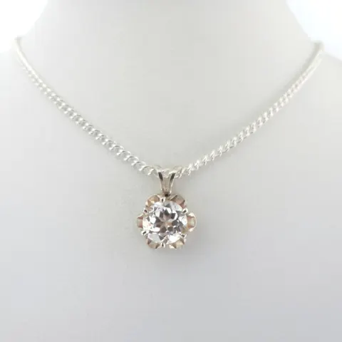 925 Silver Cubic Zirconia Gemstone Pendant Necklace