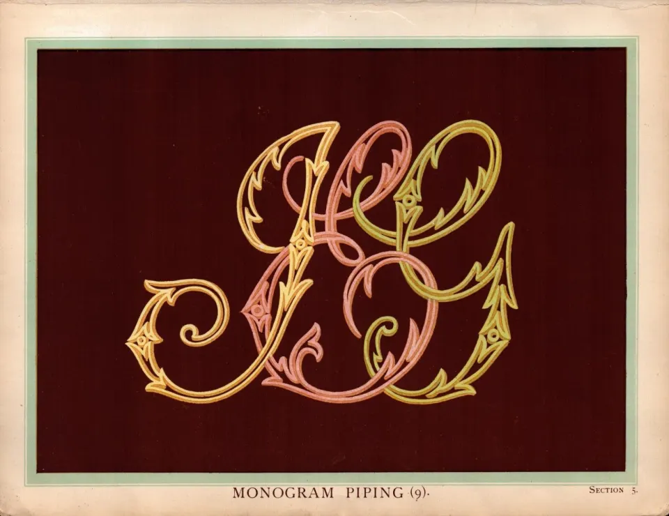 Monogram Piping 2 T. Percy Lewis & A.G Bromley Antique Chromolithograph Print