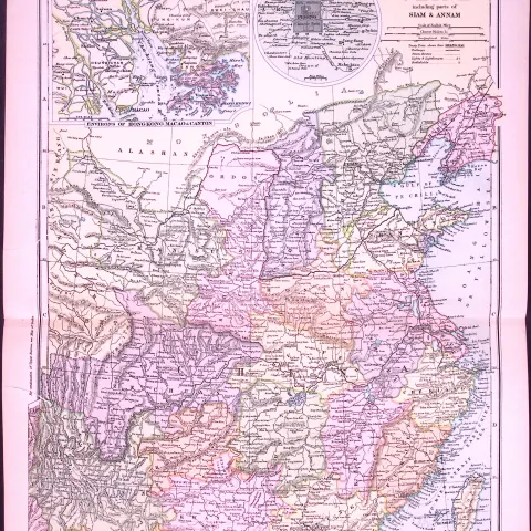 China & Shanghai  120-Year-Old Large Antique Map by G.W. Bacon-35