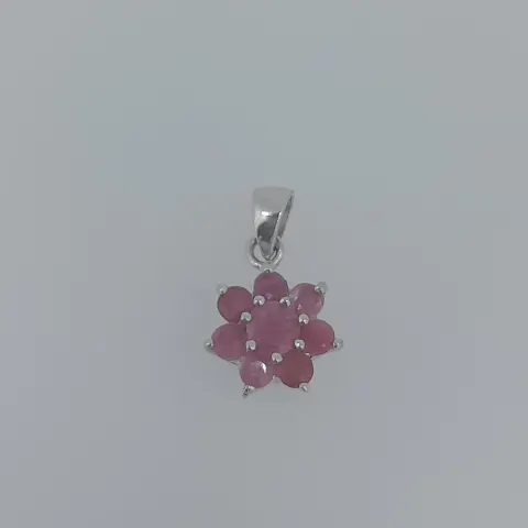 Silver Pendant Set With Natural Rubies