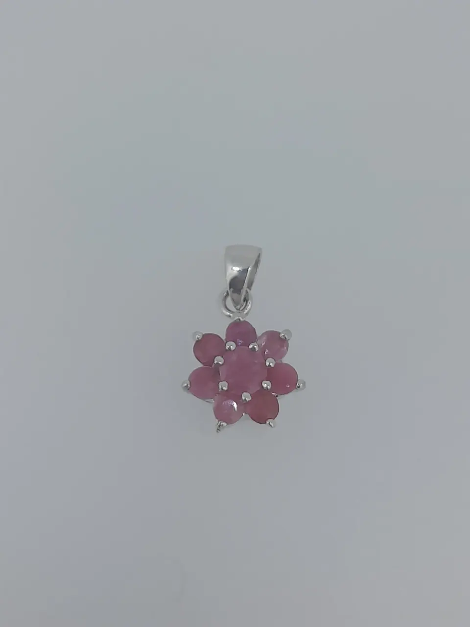 Silver Pendant Set With Natural Rubies