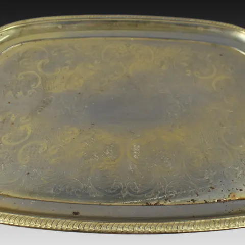 Large Vintage Gold Plated Tray