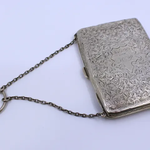 Victorian Silver Card Case By Joseph Gloster Birmingham 1898