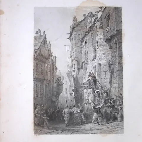 Edinburgh West Bow Condemned Scotland 188 Years-Old Antique Steel Engraving-12