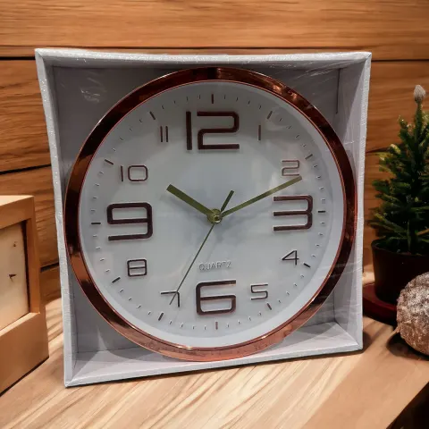 10 x QUARTZ 29cm Round Copper Finish Wall Clock Kitchen/Dining Room