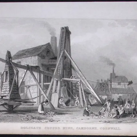 Cornwall Cambourne Dolcoath Copper Mine Antique 193 Years-Old Steel-Engraving-8
