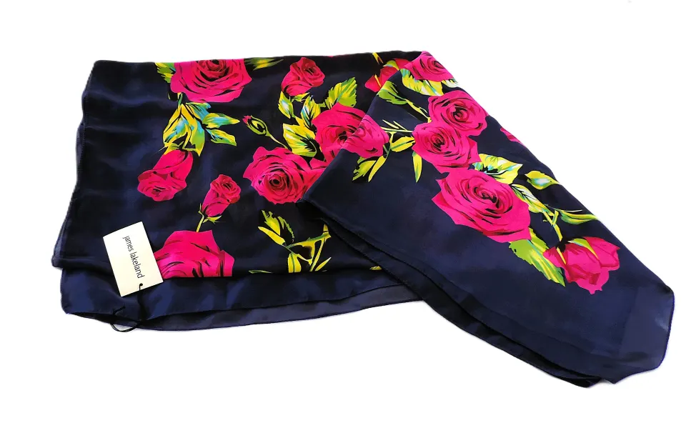 James Lakeland 100%  Silk Scarf Large 36 x 48 Inches New With Tags