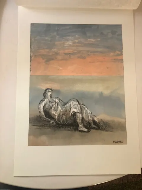 Henry Moore 'Reclining Figure - Sky Background 1980. Coloured Lithograph.