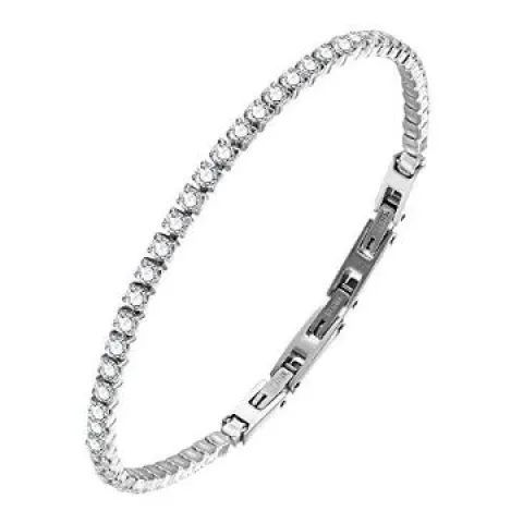 10 x Stainless Steel Diamond-Cut Cubic Zirconia Bracelet RRP £224.20 Lb46