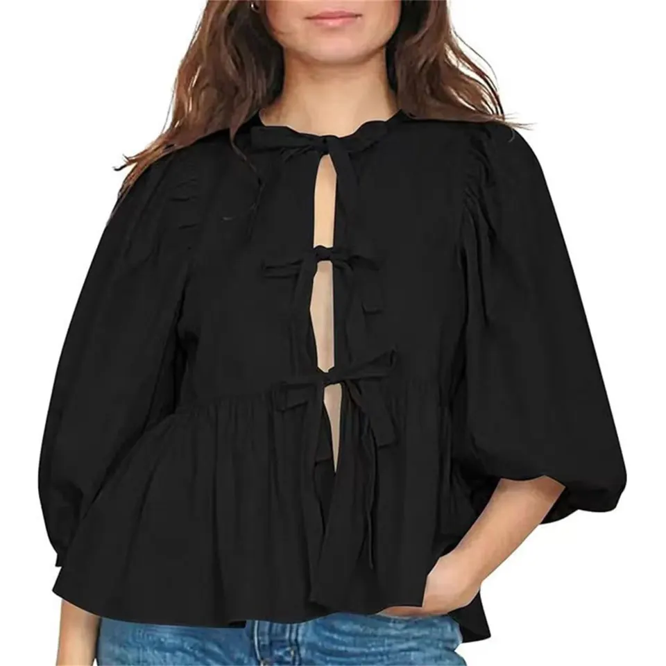 13 x Wenyujh Women Tie Front Peplum Tops RRP £14.99 ea