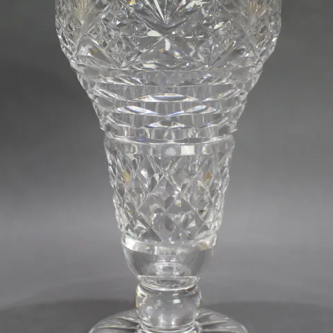 Mid 20th c. Large English Cut Glass Footed Vase