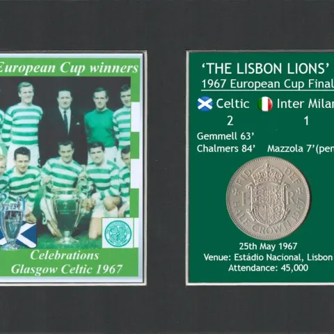 The Cup Celtic FC European Cup Mount & Original Coin Metal Art Display Set