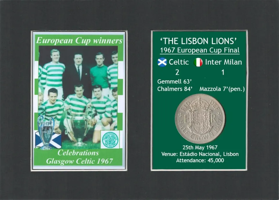 The Cup Celtic FC European Cup Mount & Original Coin Metal Art Display Set
