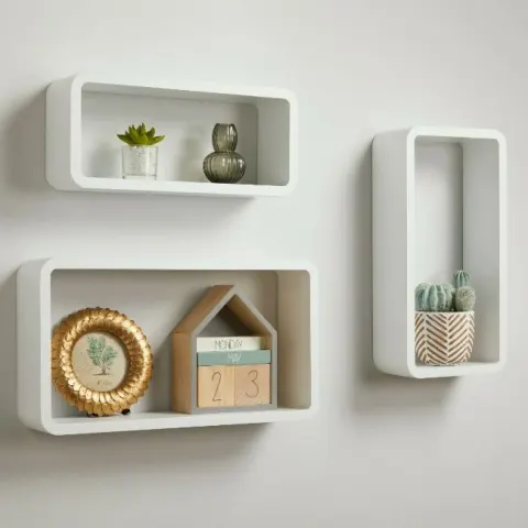 Boxed Single Floating Wall Cube - White RRP £29.99