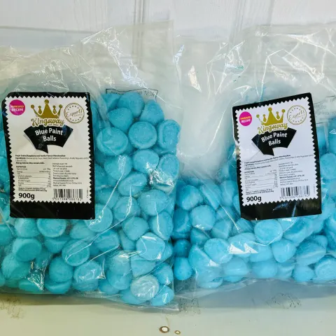 2 x Paint Balls Sugar Coated Blue Marshmallows By Kingsway- 2 x 900g