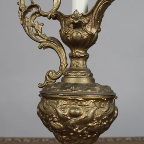 Late 19th c. Gilded Metal Ewer Lamp – Later Electrified